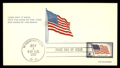 Mayfairstamps US FDC 1957 Long May it Wave First Day Card aas_32289