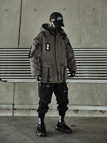 Niepce Japanese Streetwear Winter Parka Jacket with Strap Casual Techwear Coat image 2