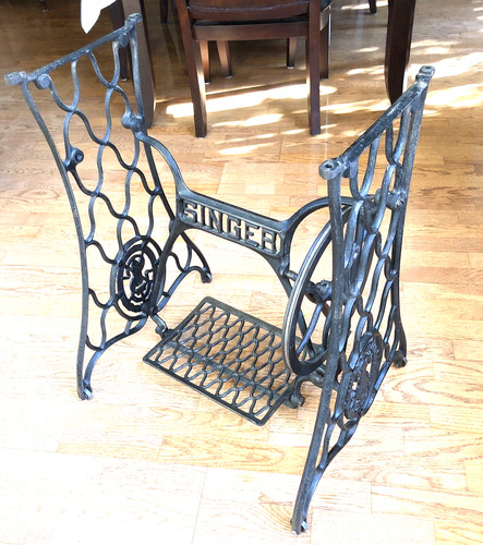 Antique Gothic SINGER Industrial Treadle Base Cast Iron Legs Steampunk Table