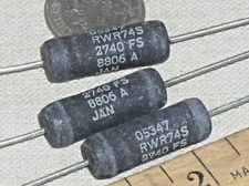 3 WIRE WOUND RWR RWR74S RWR74S2740FS MIL MILITARY RESISTOR 274 OHM 5W 1% 5 W NOS