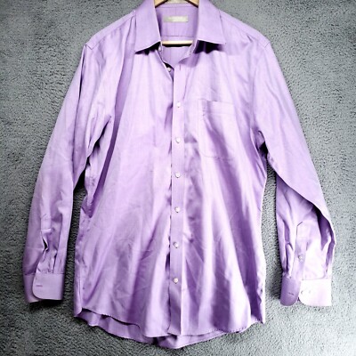 NORDSTROM Mens 16.5 34/35 Wrinkle Free Trim Fit SHIRT Purple Long sleeve