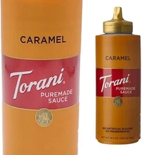 Torani “PURE-MADE”  Caramel Sauce Drizzle for Coffee 16.4 Oz *Natural Cane Sugar