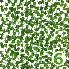 6 Pack Fake Vines for Room Décor, HXWEIYE Artificial Ivy Greenery Garland Fake 