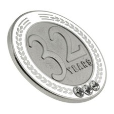 PinMart's 32 Years of Service Award Employee Recognition Gift Lapel Pin - White