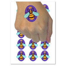 Queen Bee with Crown Honey Hive Temporary Tattoo Water Resistant Body Art Set