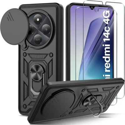 PIXFAB Case For Xiaomi Redmi 14C / POCO C75 Shockproof Stand Phone Cover & Screen Guard