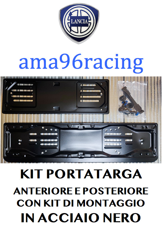 Portatarga Nero Lancia in Acciaio | Kit Completo Anteriore Posteriore