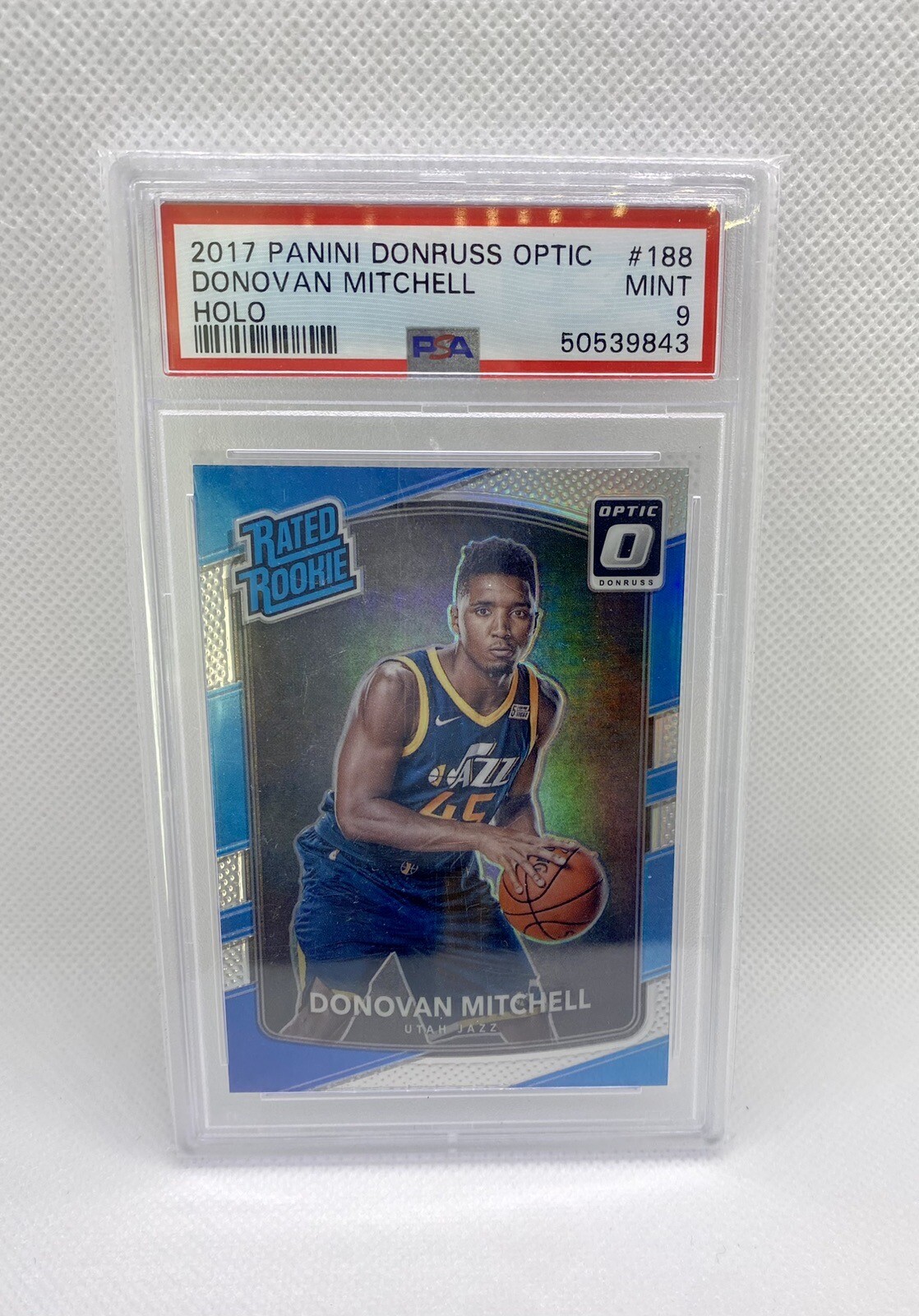 Donovan Mitchell 2017 Donruss Optic #188 Holo PSA 9 Rated Rookie Card RC