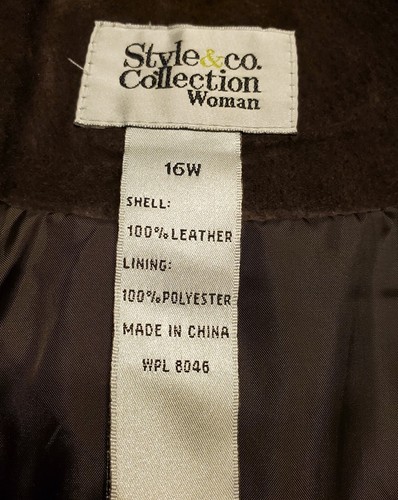 Style & Co Collection Women's 100% Leather Brown Suede Jacket with Pockets 16W - Picture 6 of 6