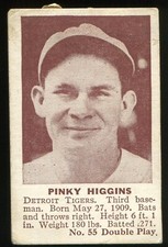 1941 Double Play (R330) Hand-Cut Single #55 Pinky Higgins Detroit Tigers
