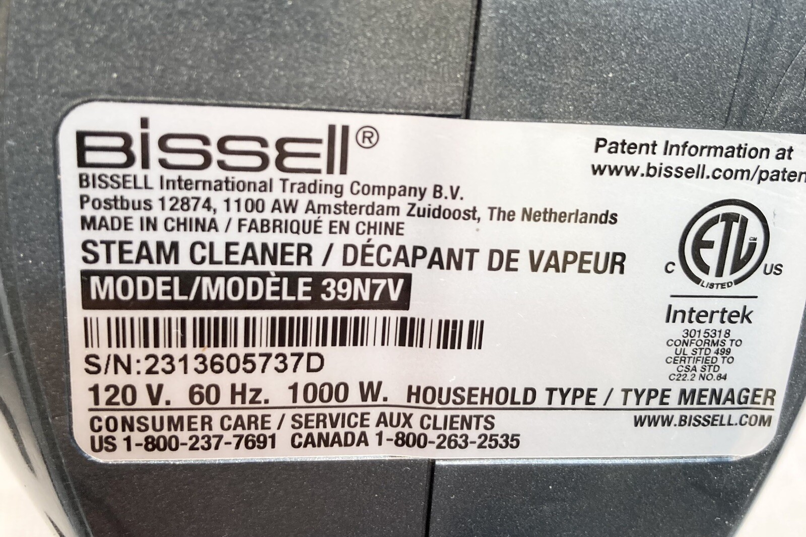 Bissell Steam Shot Hard Surface Steam Cleaner 39N7V W /Accessories