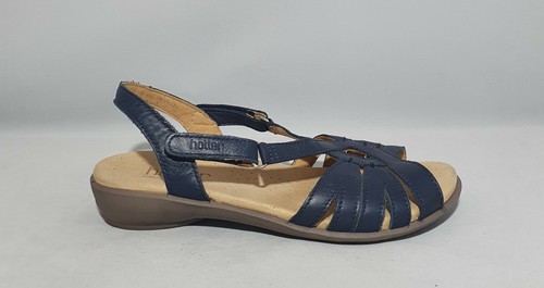 Hotter Womens Flare Blue Leather Strappy Sandals Flats Shoes UK 3 STD | eBay