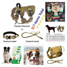 Dog Harness Handle Large Military Dog Leash Collar Gloves Chew Bone 7- ITEMS LOT