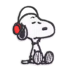 SNOOPY - Wearing Red Headphones - PEANUTS - Embroidered Iron-On Patch