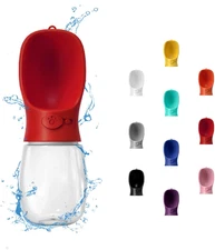 Portable Dog Water Bottle 12oz Leak-Proof Pet Feeder Outdoor Travel Red
