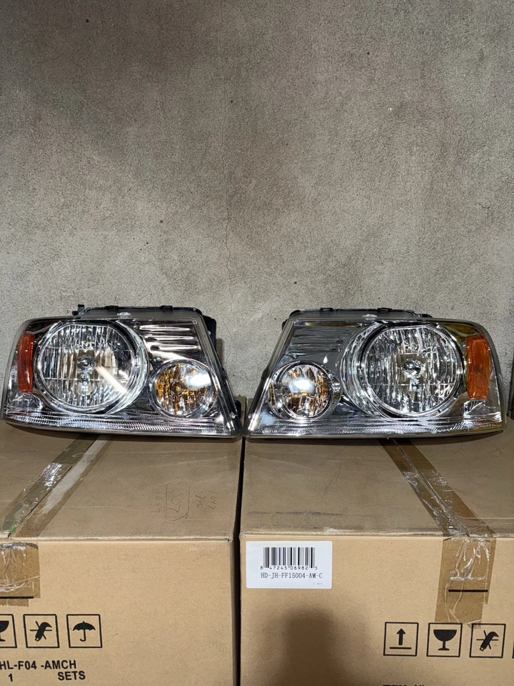 04-08 Ford F150 Clear Amber Headlights Pair NEW F-150 2004 2005 2006 2007 2008 - Imagem 3 de 4