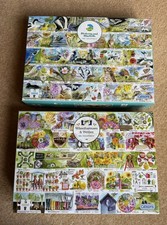 2 x Gibsons Birdsong & Bluebells & Wheelbarrows & Wellies 1000 pc Jigsaw Puzzles