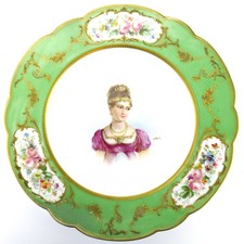 Antiker Sevres Porzellan Teller Portait PAULINE BONAPARTE Chateau des Tuileries