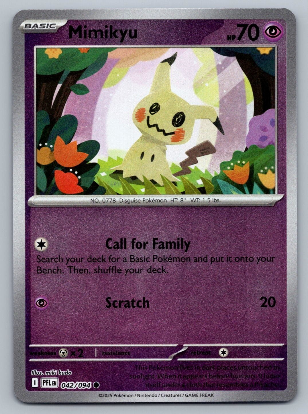 2025 Pokémon Phantasmal Flames Mimikyu 042/094 Reverse Holo