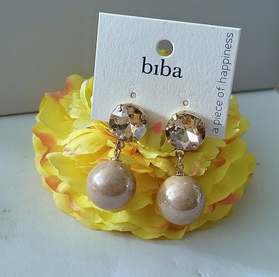 BiBA Kristall Ohrhänger Ohrringe 35 mm Karamell Gold Neu / B84838-23