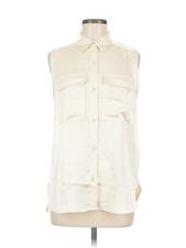 Nicole Miller New York Women Ivory Sleeveless Blouse M