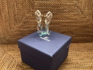 Swarovski Crystal Seahorse Figurine on Base Clear/Blue Shiny Finish Boxed