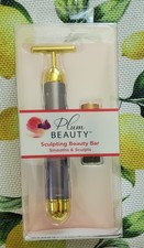 Plum Beauty Sculpting Beauty Bar Spa Facial Massager Anti Aging NIB Purple Gold