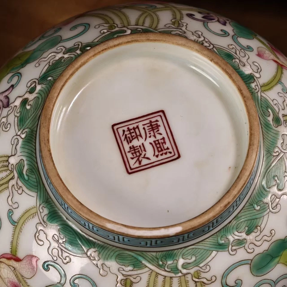 Китайская антикварная сине-белая фарфоровая чаша лотоса династии Цин с маркировкой канси - Изображение 3 из 4