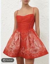 Zimmermann Women's Red Rebellion Lace-up Floral Mini Dress Size 0 US 4
