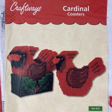 Craftways Cardinal Coaster & Holder Kit Christmas Plastic Canvas Needlepoint New