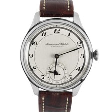 IWC Conversion Pocketwatch Stainless Steel Silver 47.5mm Brown Leather Watch