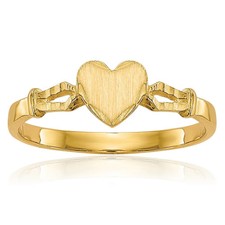 14K Solid Yellow Gold Heart Ring