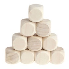 Holzw&uuml;rfel W&uuml;rfel Blank Unlackiertes Holz Sechsseitig 10,16,20,25,30,40,50,60 mm
