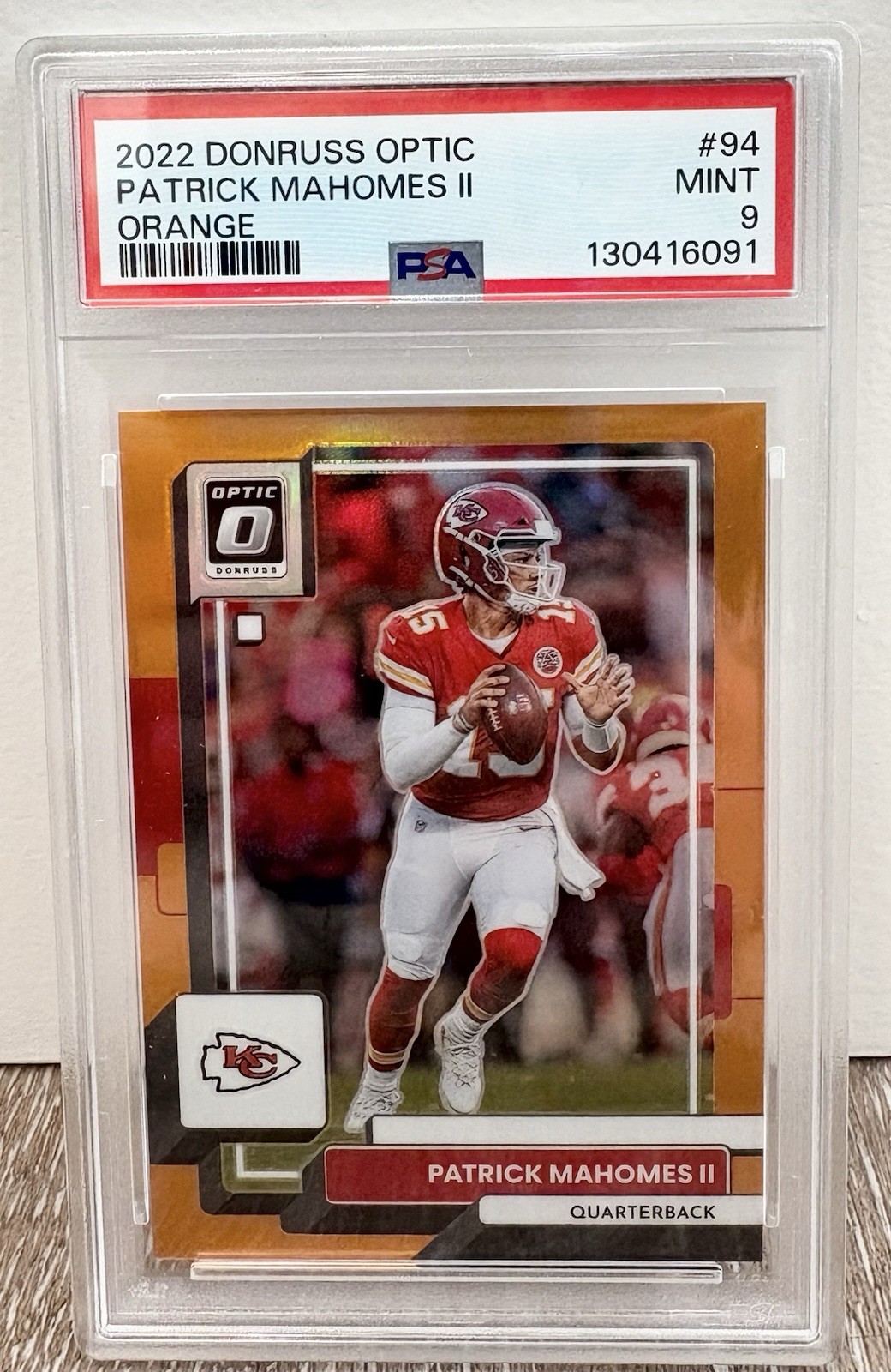 2022 Panini Donruss Optic Patrick Mahomes #94 Orange /199 PSA 9 Chiefs SP