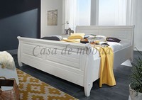Bett Landhaus Neapel 140X200Cm Kiefer Massiv Weiß Gewachst