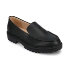 Women's Journee Collection Erika Lug Sole Loafers Black Polyurethane