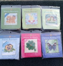 Lot 6 Mill Hill Spring Bouquet Collection Counted Cross Stitch Kits w/Magnets