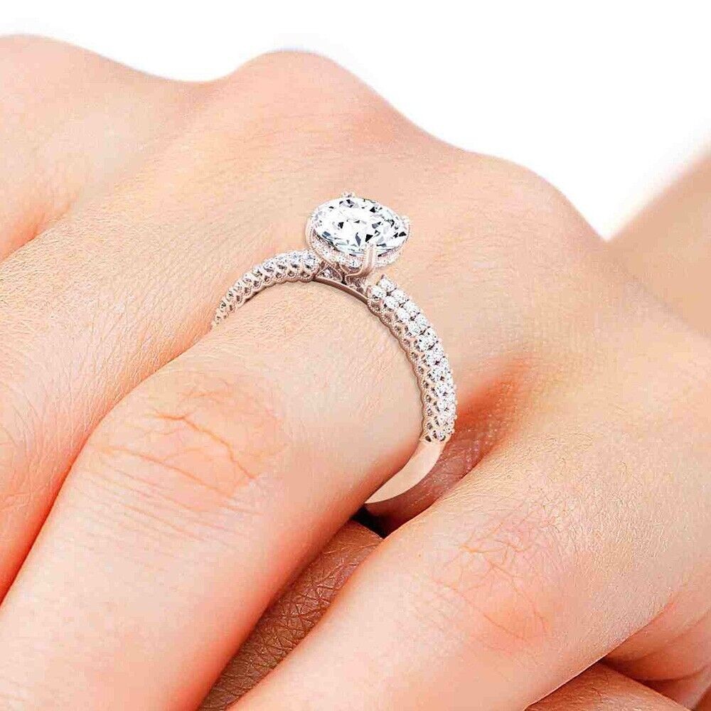 Engagement Ring Solid 18ct Rose Gold Certified Di… - image 8