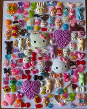 150 Resin Flatback Cabs Cabochons KAWAII Kitty Hearts Bears Flowers Bows Twins C