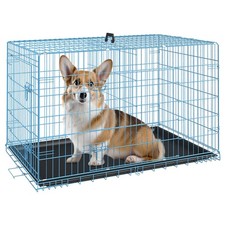 Dog Crate for Medium Dogs 30 Inch Folding Metal WirePet Cage Double Door W/Di...