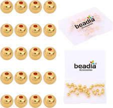 18K Gold Plated Round Spacer Beads 6mm 30pcs for Jewelry Making Findings Non ...
