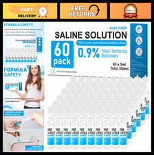 60 Pack 0.9 Saline Solution - Sterile Normal Saline for All Ages, 300ml Total