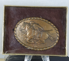 Vintage 1981 Mervyn's Pony Express Brass Belt Buckle Western Belt Buckle