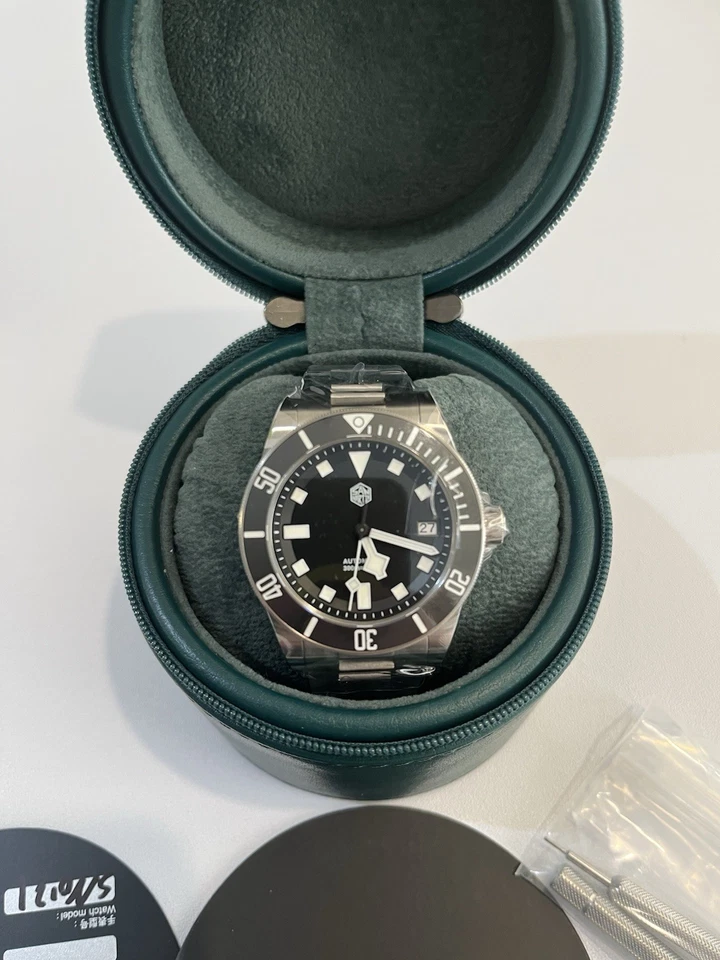 San Martin SN0121T Titanium Dive Watch NH35 USA Ready Tudor PELAGOS BLACK DATE - Image 3 of 4