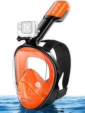 Greatever Full Face Snorkel Mask, Snorkeling Gear for Large-X-Large, Orange