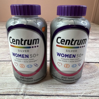 2X Centrum Silver Womens 50+ Vitamins, Multivitamin Supplement 200ct Each 08/26