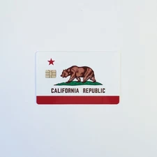 California Republic Bear Flag Credit Card Skin Sticker Decal Small Chip PVC
