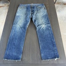 VTG Levis 501 Button Fly Blue Jeans Mens 40x32 Stone Wash Distressed Denim Y2K