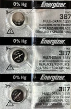 3 Energizer 387S Low-Drain 1.55V Silver-Oxide Button Cell Battery-Accutron