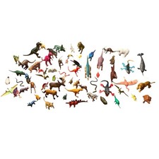 Huge Lot Of 63 Animal Plastic Figures. Dinosaurs, Lizards, Tigers, Snake Safari